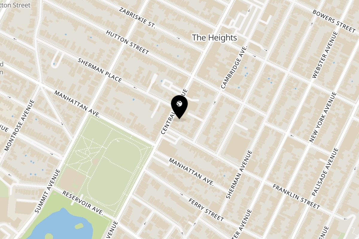 Map showing the location of El Pollo Supremo Jersey City on 254 Central Ave in Jersey City