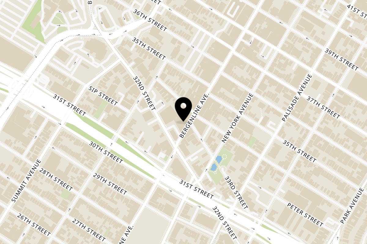 Map showing the location of El Pollo Supremo 3223 Bergenline Ave on 3223 Bergenline Ave in Union City