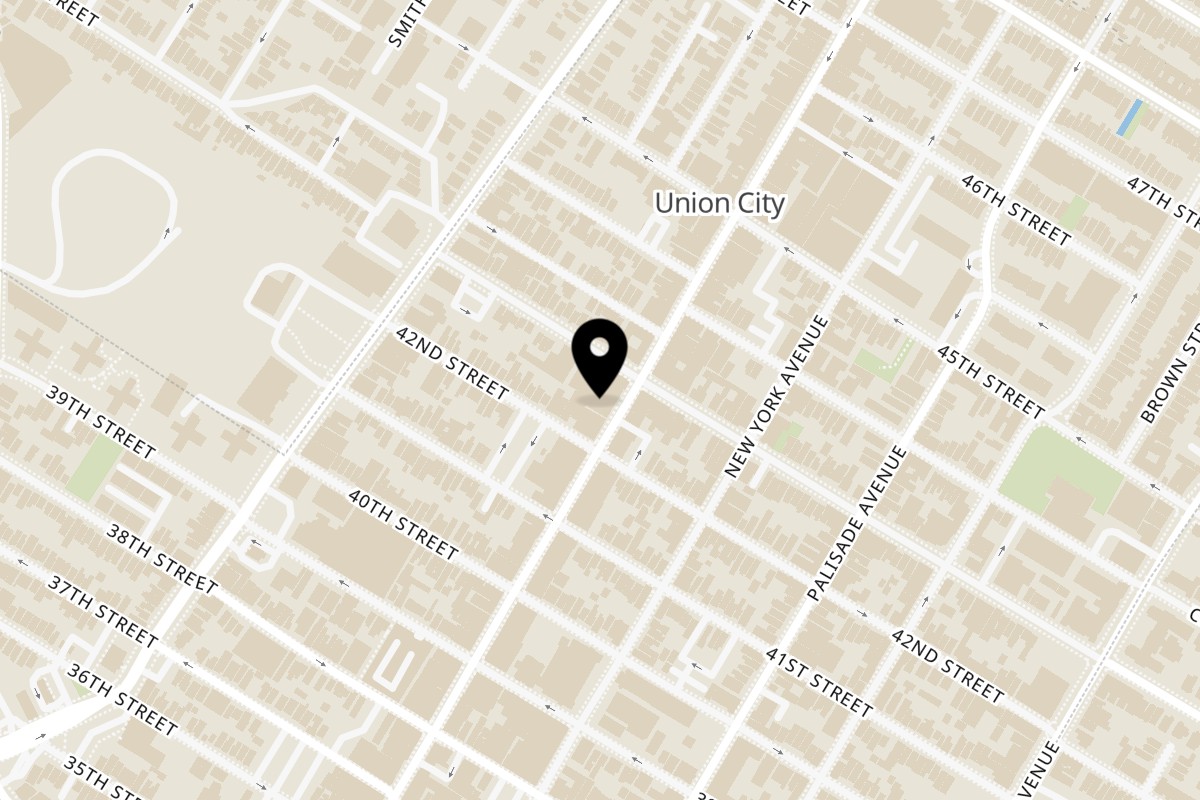 Map showing the location of El Pollo Supremo 4209 Bergenline Ave on 4209 Bergenline Ave in Union City
