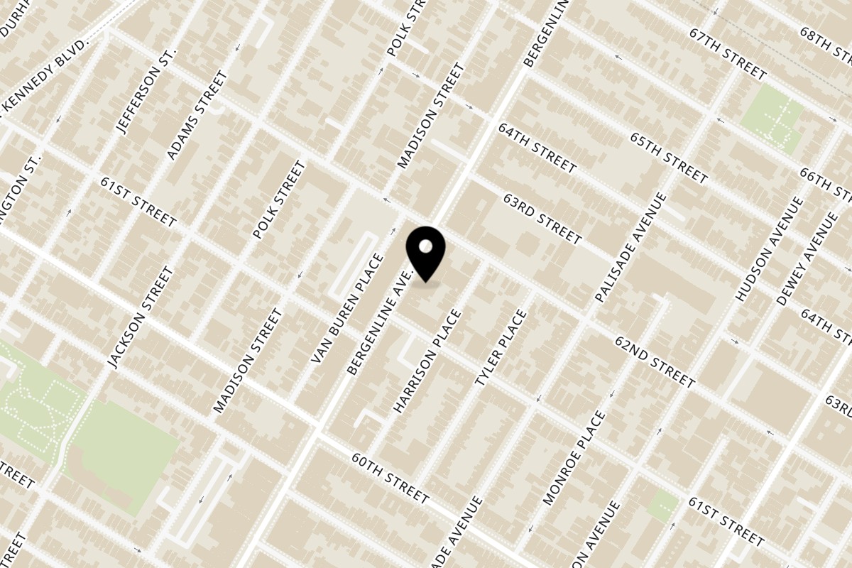 Map showing the location of El Pollo Supremo West New York on 6114 Bergenline Ave in West New York
